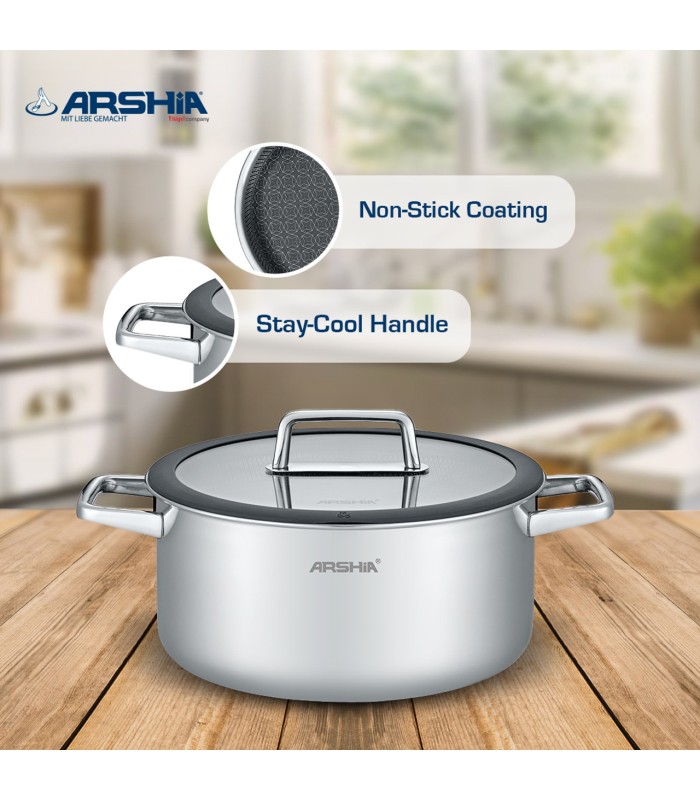 سرویس قابلمه استیل لیزری 9پارچه عرشیا مدل SS050-3543