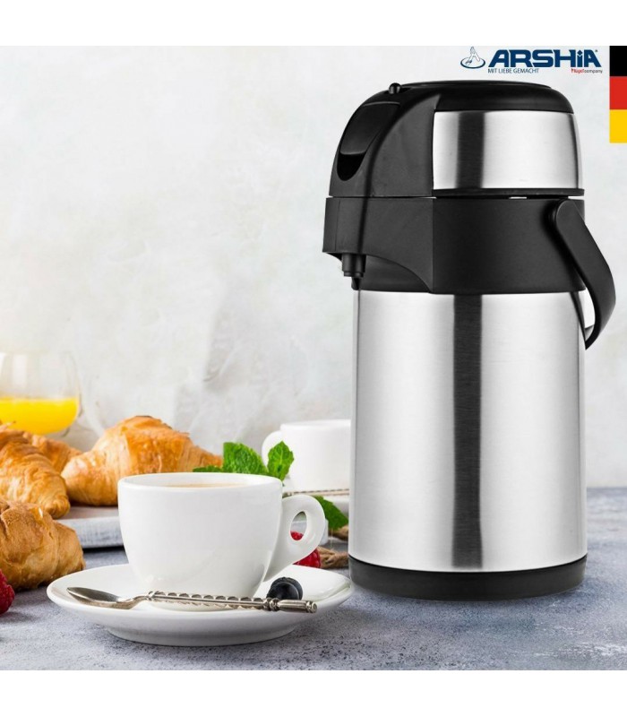 فلاسک پمپی 2.5لیتری عرشیا stainless-steel-vacuum-air-pot-arshia-ap110-2624