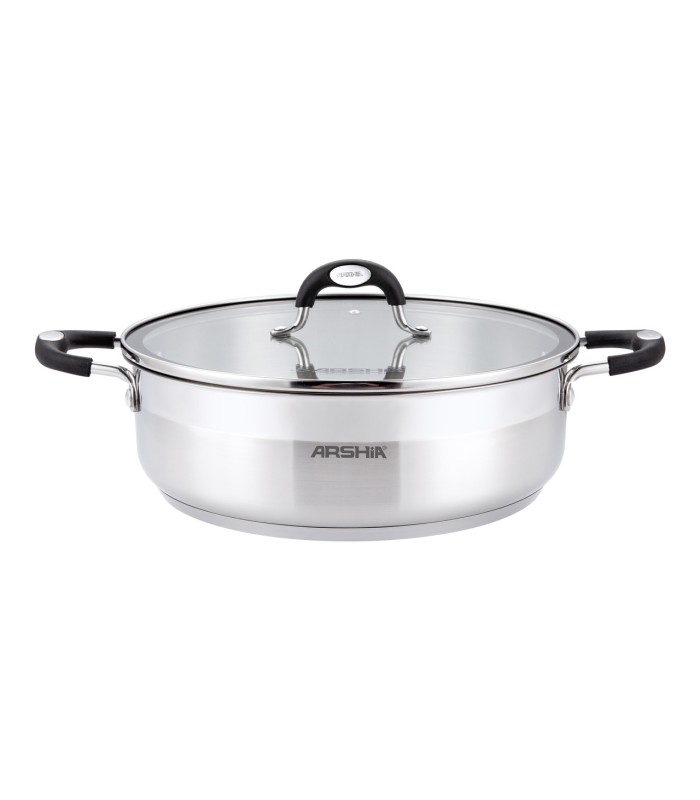 ماهی تابه استیل عرشیا دو درب سایز 32 مدل SS478-3089