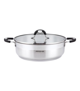 ماهی تابه استیل عرشیا دو درب سایز 28 مدل SS478-3086