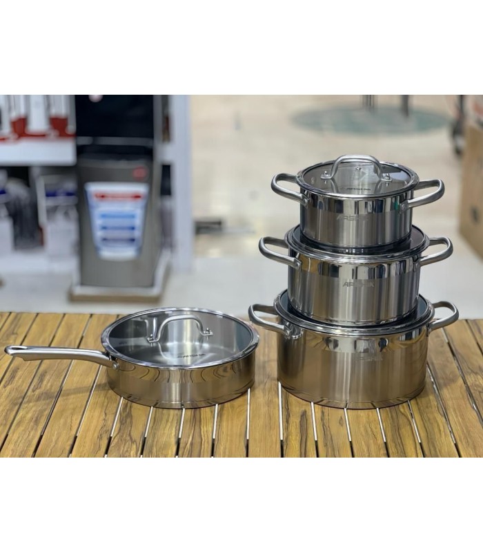 سرویس استیل عرشیا قابلمه 8 پارچه جدید ss-cookware-8pcs-ss014-2767