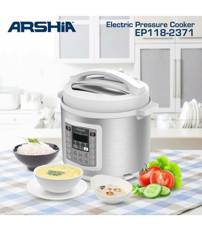 زودپز برقی دیجیتالی 6 لیتری سفید عرشیا مدل EB118-2371