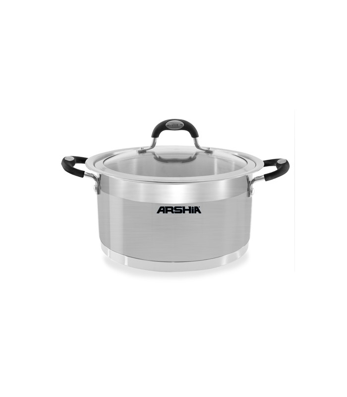 قابلمه استیل تکی درب شیشه ای سایز 20 ss-casserole-arshia-ss-064-2186