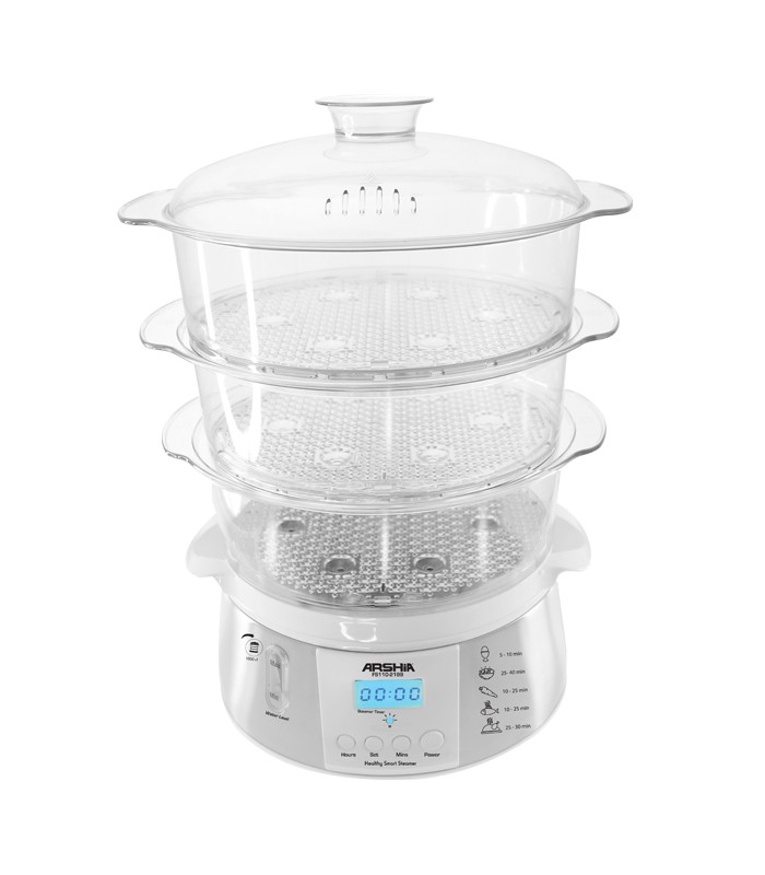 بخارپز سه طبقه سفید عرشیا food-steamer-arshia-fs110-2199