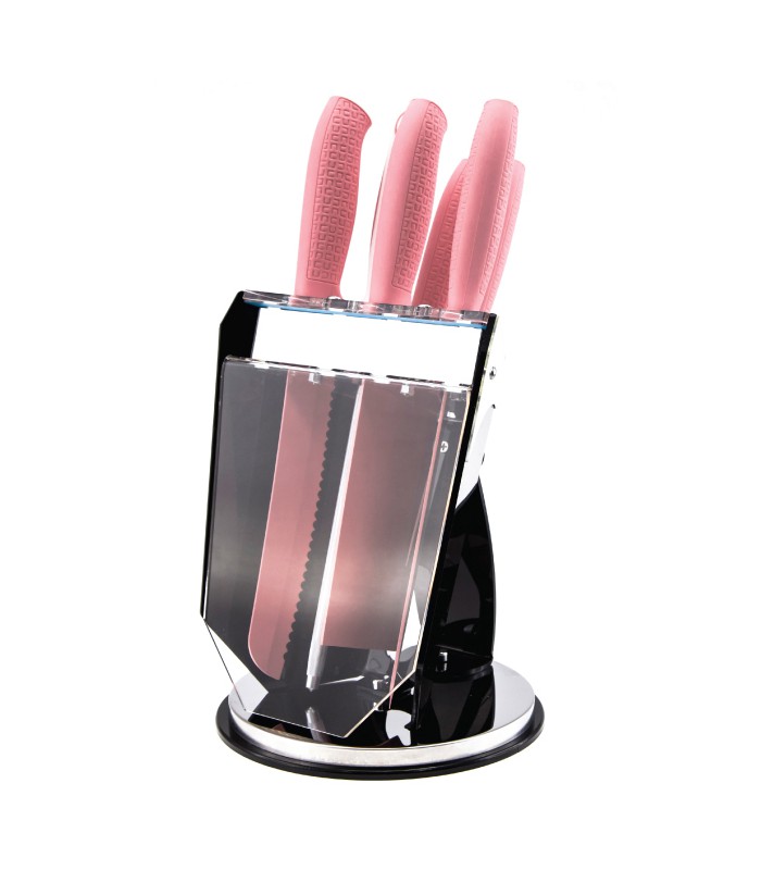 سرویس چاقو 8 پارچه سرامیک صورتی عرشیا  non-stick-knife-set-arshia-k259-2029