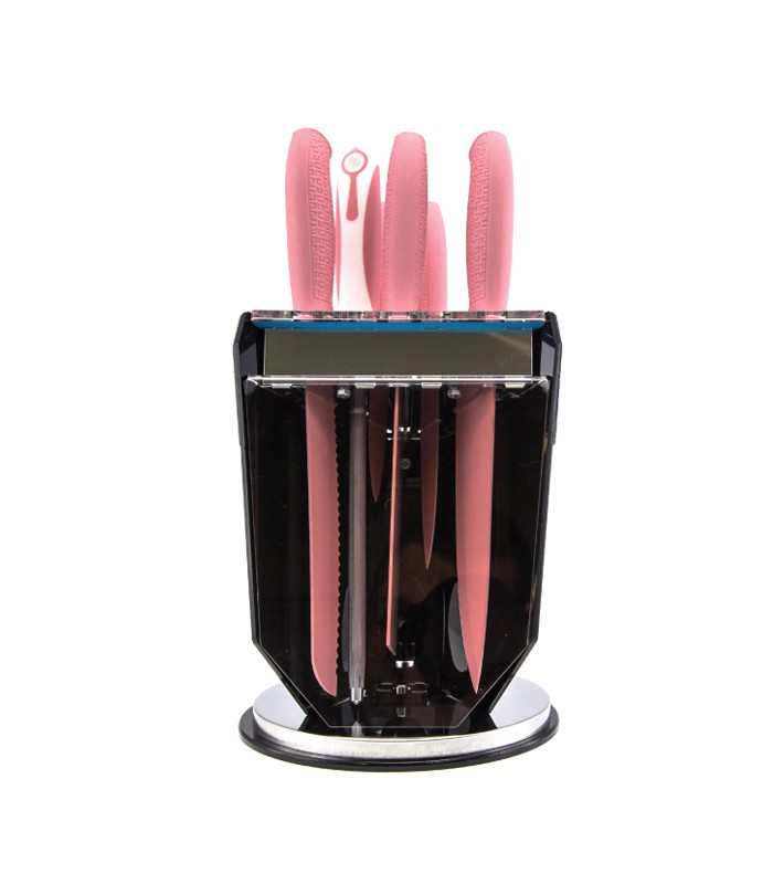 سرویس چاقو 8 پارچه سرامیک صورتی عرشیا  non-stick-knife-set-arshia-k259-2029