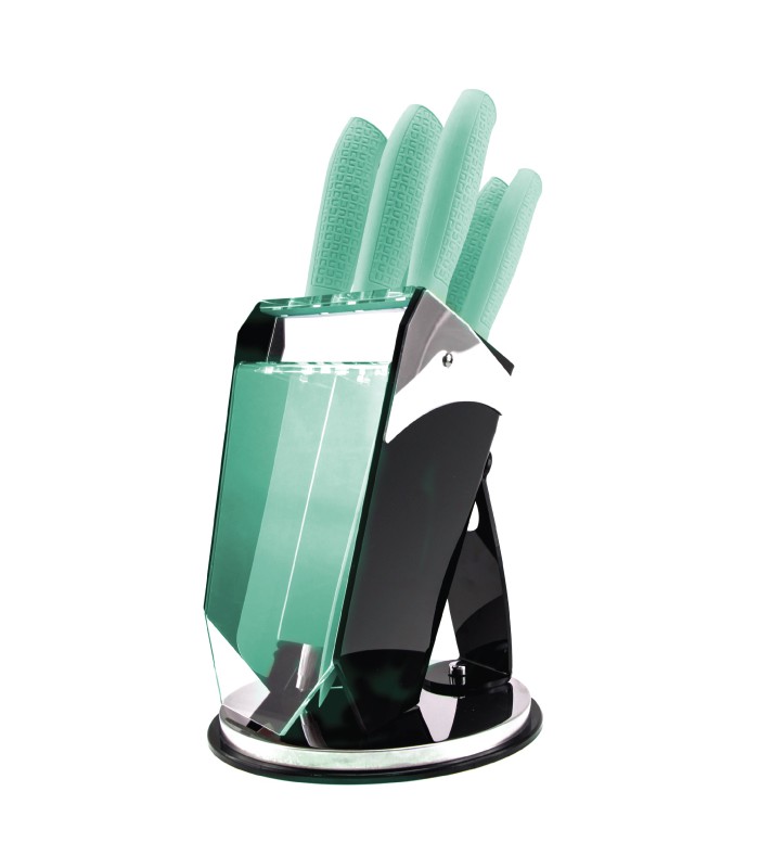 سرویس چاقو 8 پارچه سرامیک فیروزه ای عرشیاnon-stick-knife-set-arshia-k259-2108