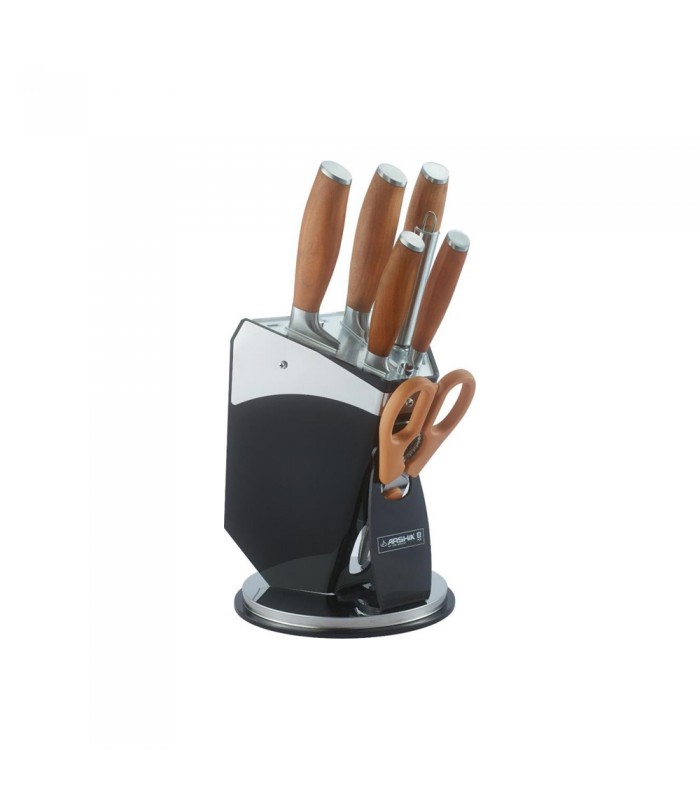 سرویس چاقو 8 پارچه فولاد دسته چوبی عرشیا cherry-wood-german-knife-set-arshia-k786-2591