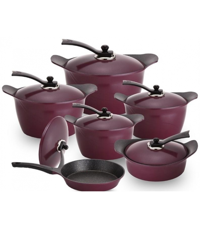 سرویس 12 پارچه گرانیت زرشکی عرشیاkorean-cookware-set-purpie-lid-gray-arshia-co162-2608