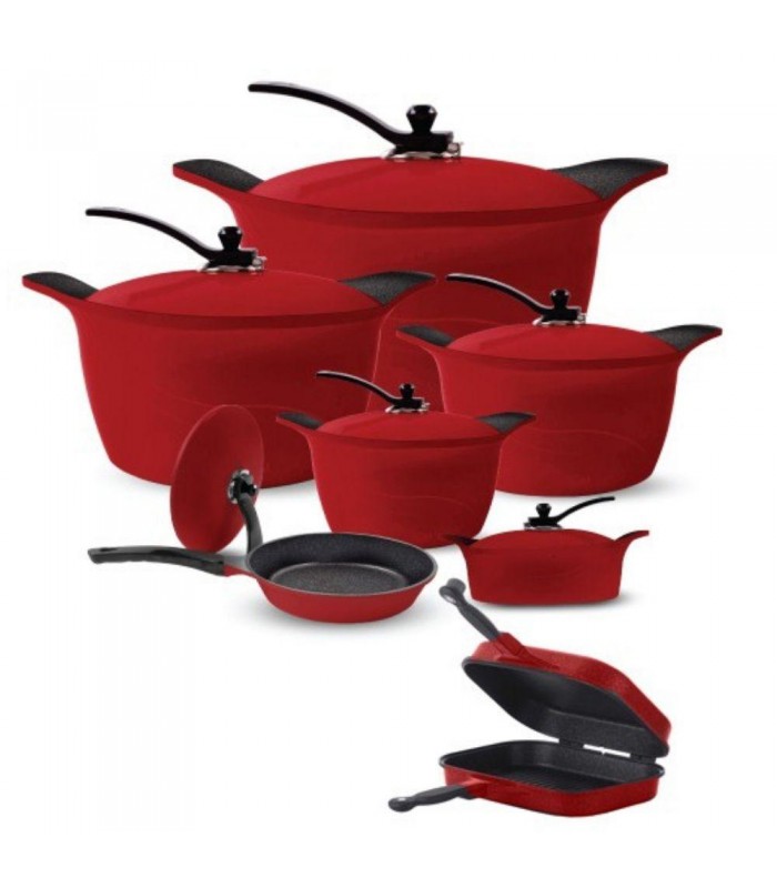 سرویس گرانیت 14 پارچه قرمز رنگ عرشیا  cookware-set-14pcs-granite-arshia-co162-2713