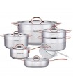 سرویس قابلمه استیل 12پارچه عرشیا (دسته مسی درب استیل) مدل SS064-2699