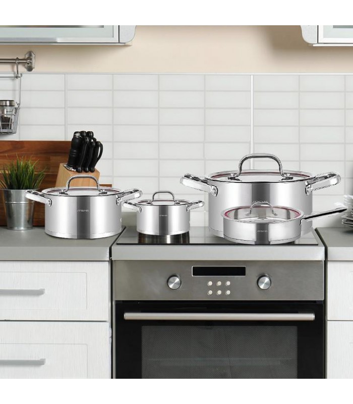 سرویس استیل عرشیا قابلمه 8 پارچه جدید ss-cookware-8pcs-ss014-2767