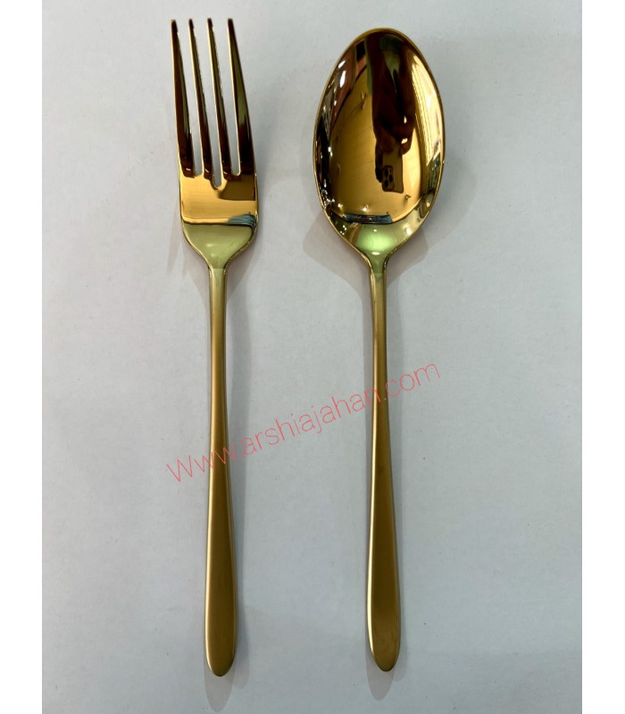 سرویس قاشق و چنگال عرشیا 24نفره طلایی براق مدل TM1401-2804