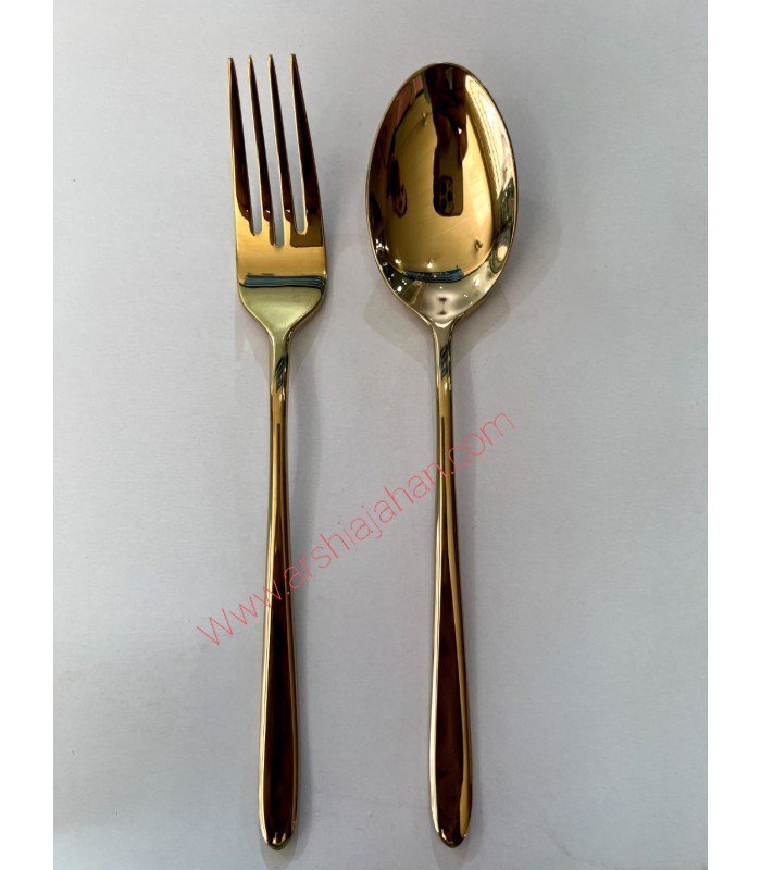 سرویس قاشق و چنگال عرشیا 24نفره طلایی مات (یخی) مدل TM1401-2803