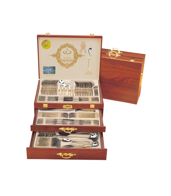 سرویس قاشق و چنگال عرشیا 24نفره طلایی مدل TM145-2093