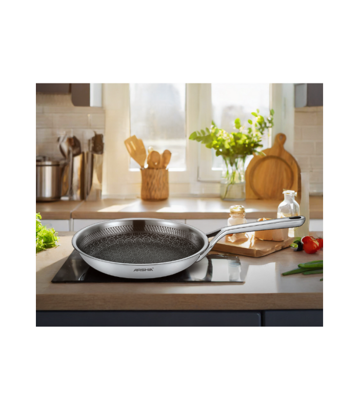 ماهی تابه استیل لیزری عرشیا سایز 24 مدلSS050-3165