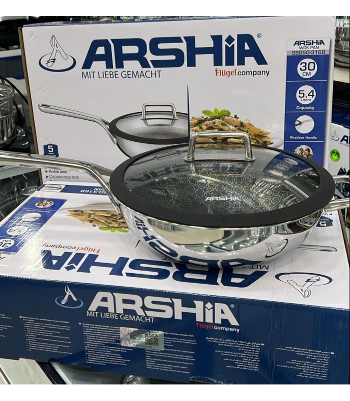 ماهی تابه استیل لیزری عرشیا سایز 30 مدلSS050-3168