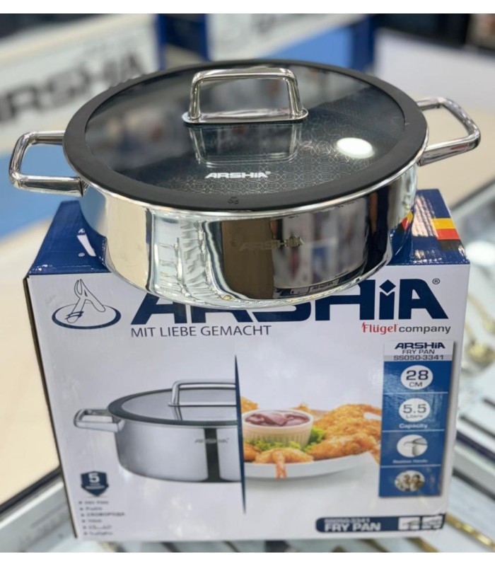 ماهی تابه استیل لیزری عرشیا سایز 28 مدلSS050-3341