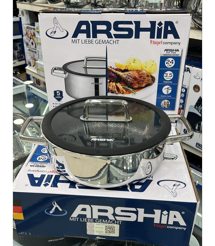 ماهی تابه استیل لیزری عرشیا سایز 24 مدلSS050-3340